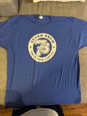 Blue Graphic Tee - Men's Crew Neck Cotton Blend